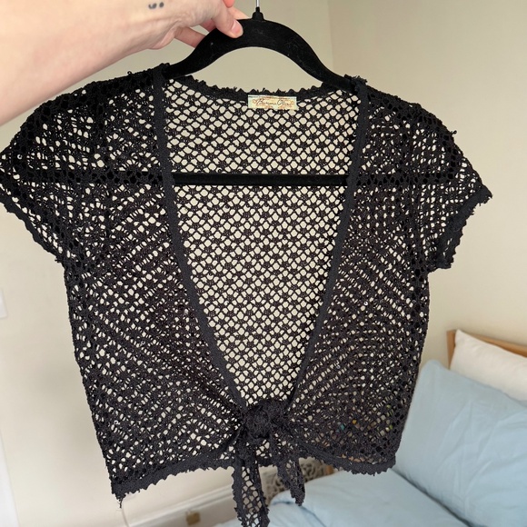 VINTAGE y2k knit crotchet sequinned shrug - Picture 1 of 5
